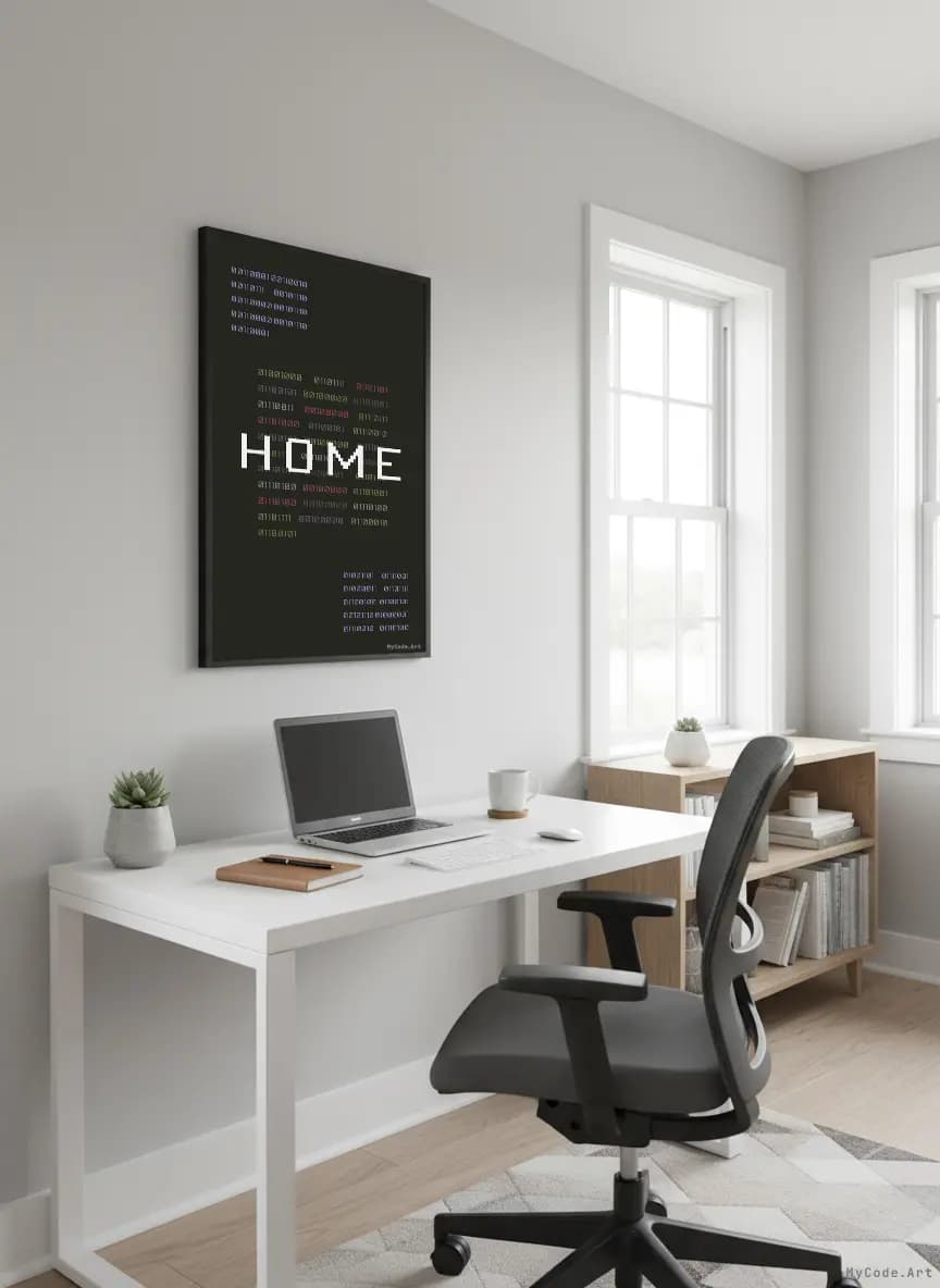 Home Retro - Custom code poster: Home is where you want it to be. Blend it with your passion for coding and gaming.